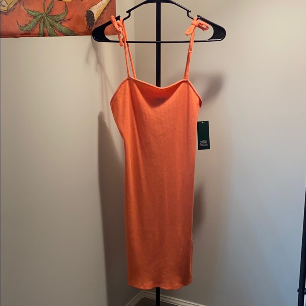 Coral, Tie Shoulder Bodycon Dress